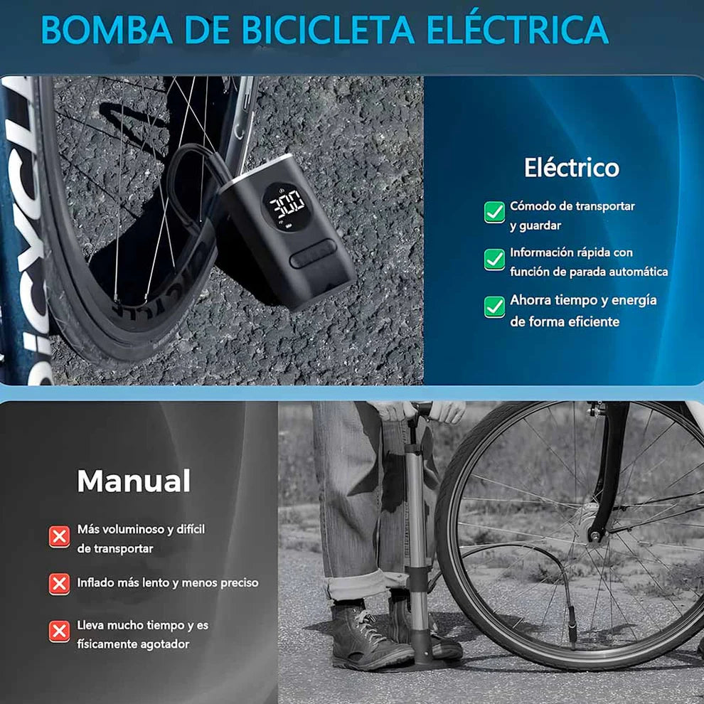 MINI Compresor de Aire Recargable - IDEAL PARA LLANTAS DE AUTOS, MOTOS Y BICIS - CZK-3668