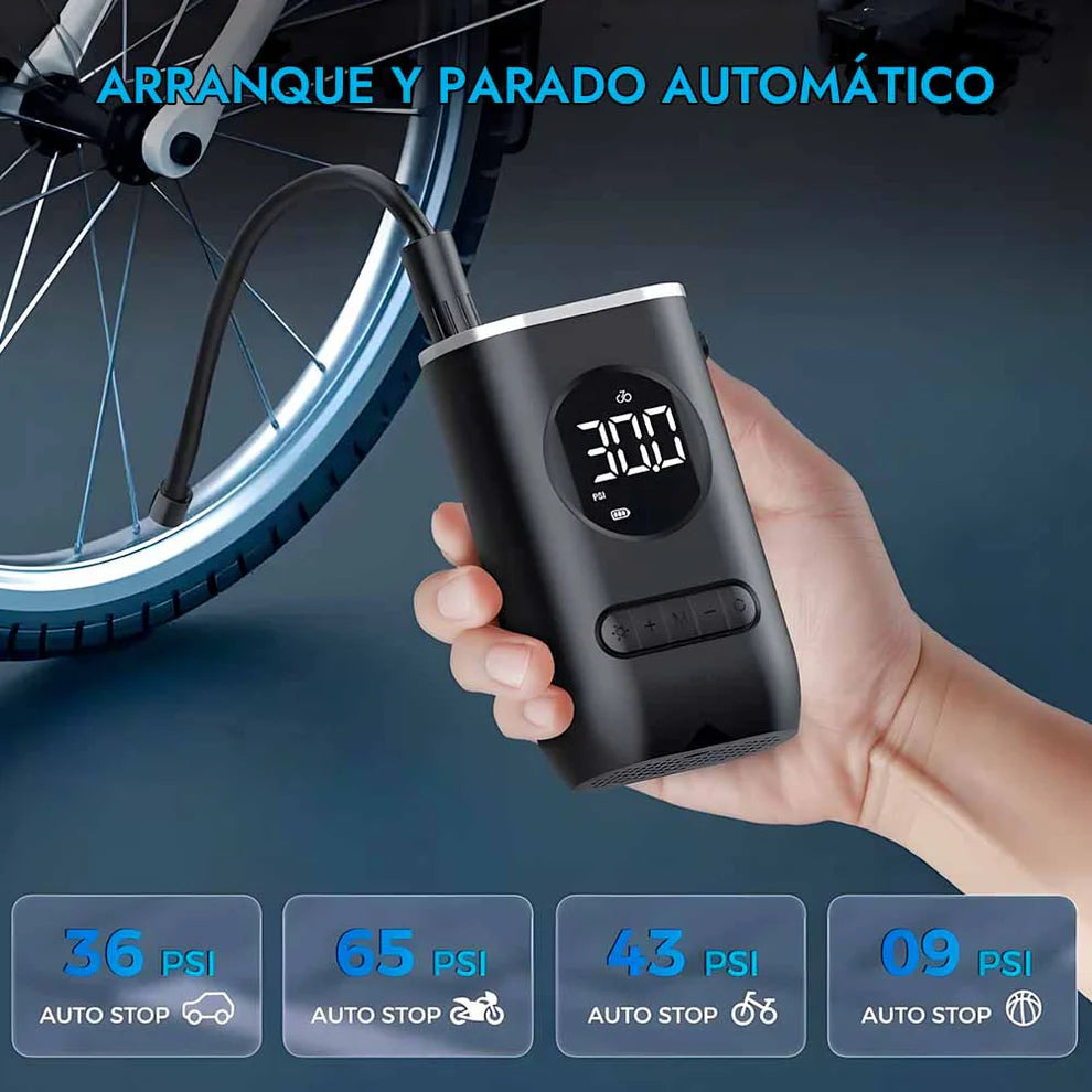 MINI Compresor de Aire Recargable - IDEAL PARA LLANTAS DE AUTOS, MOTOS Y BICIS - CZK-3668